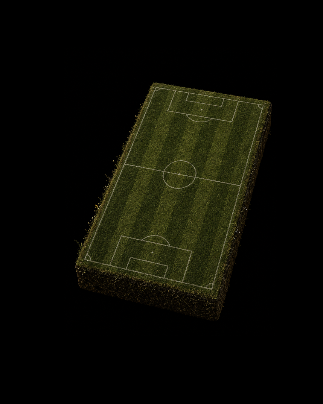 Regulation football pitch on black